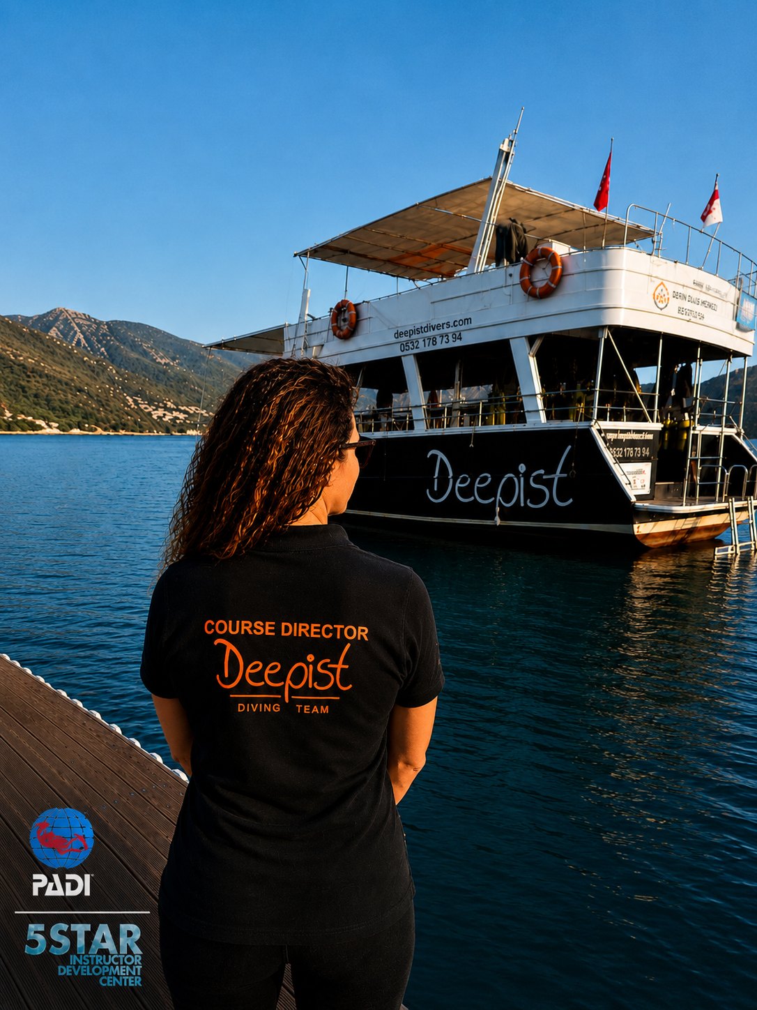 Deepist boat setting for professional dive training in Kaş