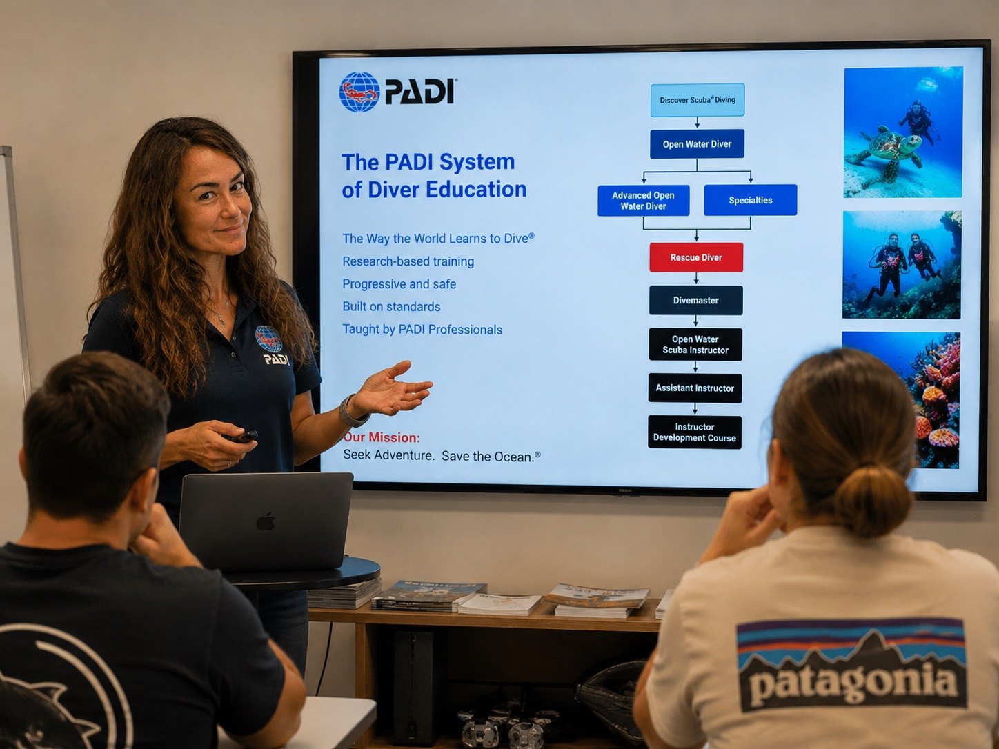 PADI classroom teaching session